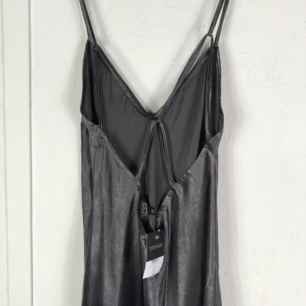 Topshop dark gray limited edition satin slip dress - Picture 4 of 4